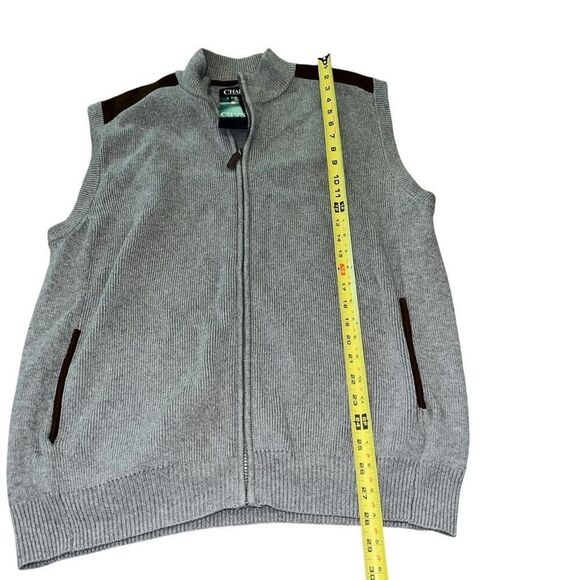 NWT CHAPS Men’s Grey Woven Zip Up Vest Size L - Picture 5 of 7